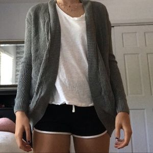 grey cardigan